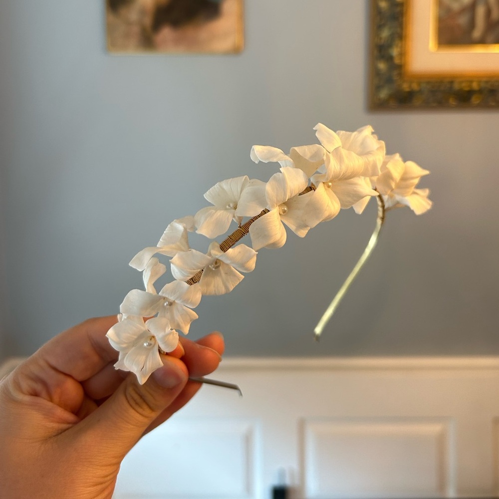 Cream Floral Handmade Headband